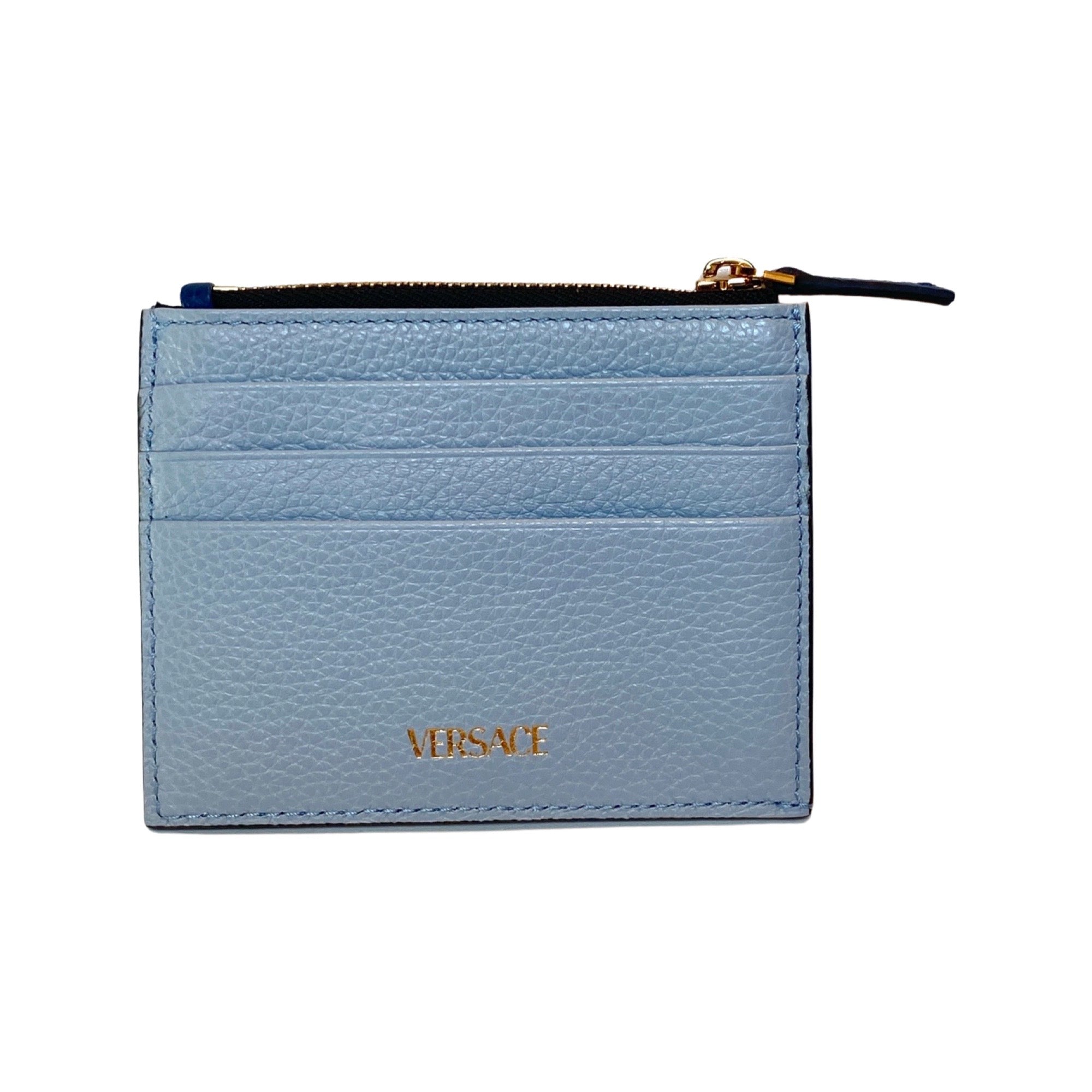 Versace Virtus Cornflower and Navy Leather Card Holder Wallet